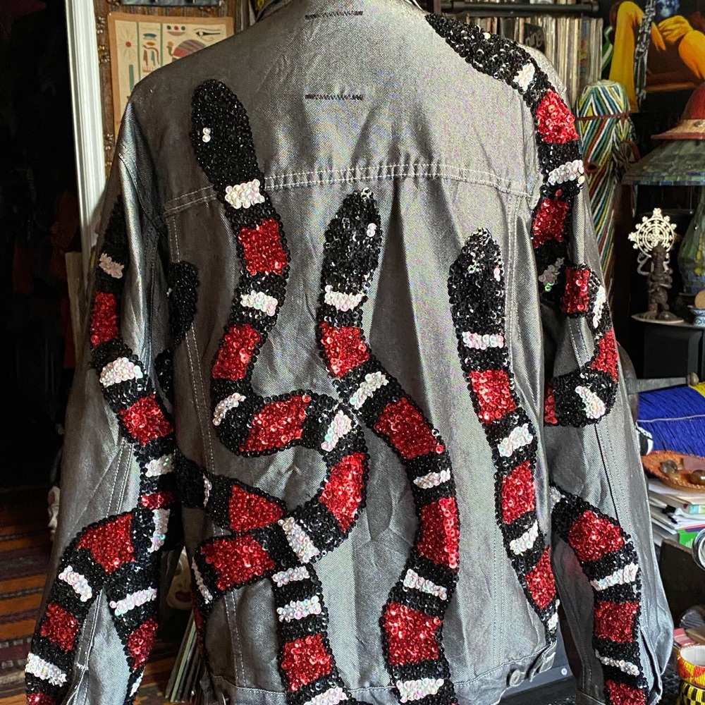 PETROLIO🖤Sequin❤️Snake🐍 Jacket🩶, ~size M - Picture 2 of 8
